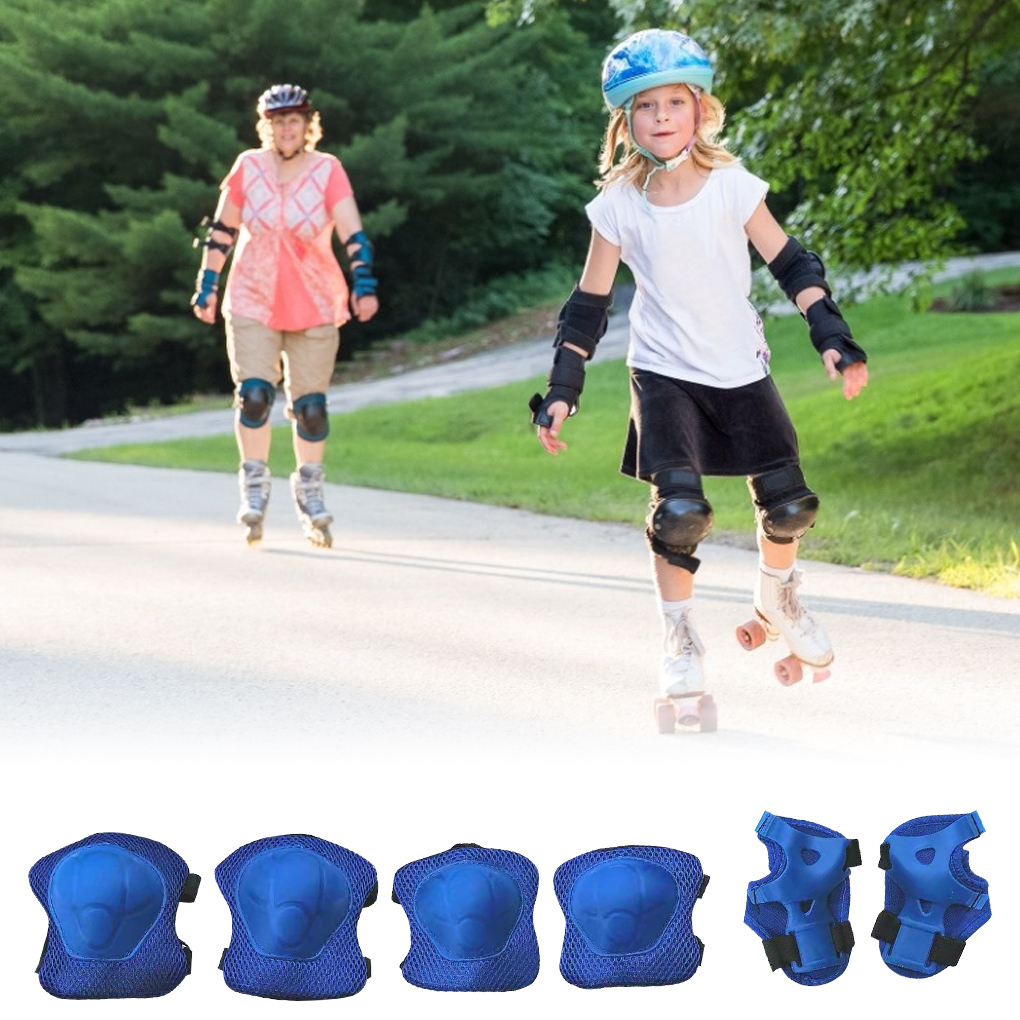 new 6 Pieces Children Bike Protective Gear Kids Knee 2025 Elbow Wrist Pads Skateboard Protector for Outdoor Cycling Blue