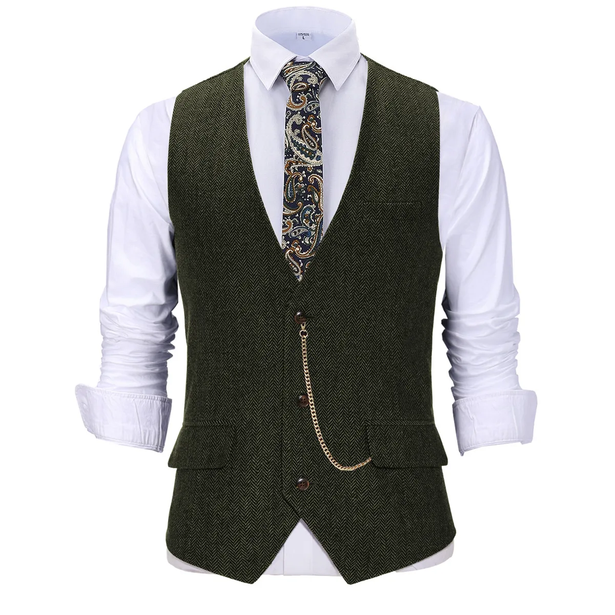 V Neck Style Men's Suits Vest Herringbone Wool Classical Causal Slim Fit Men's Waistcoat With Pocket For Wedding Groomesmen