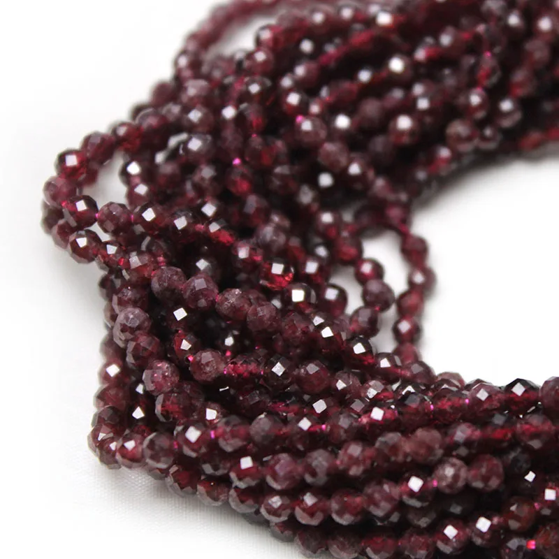 Natural Faceted Garnet Stone Tiny Beads Loose Spacer Beads 2-4mm for Jewelry Making DIY Bracelet Necklace Earrings Accessories
