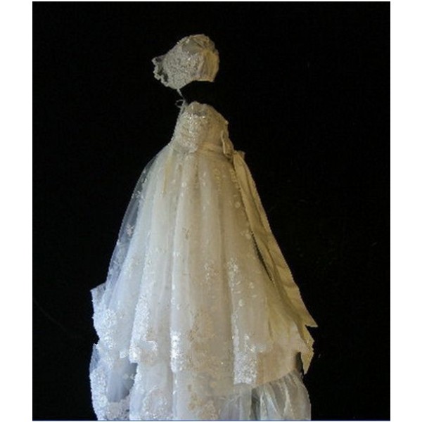 High Quality Summer Lace Appliques Christening Gowns Baptism Dress Short Sleeves Taffeta A Line Jewel Babies First Communion Dresses