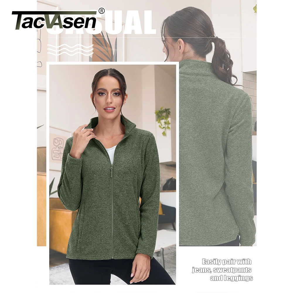 TACVASEN Spring/Autumn Lightweight Fleece new Jackets Womens Sports 2025 Warm Sweatshirts Thermal Casual Turtleneck Sweater Coats Tops