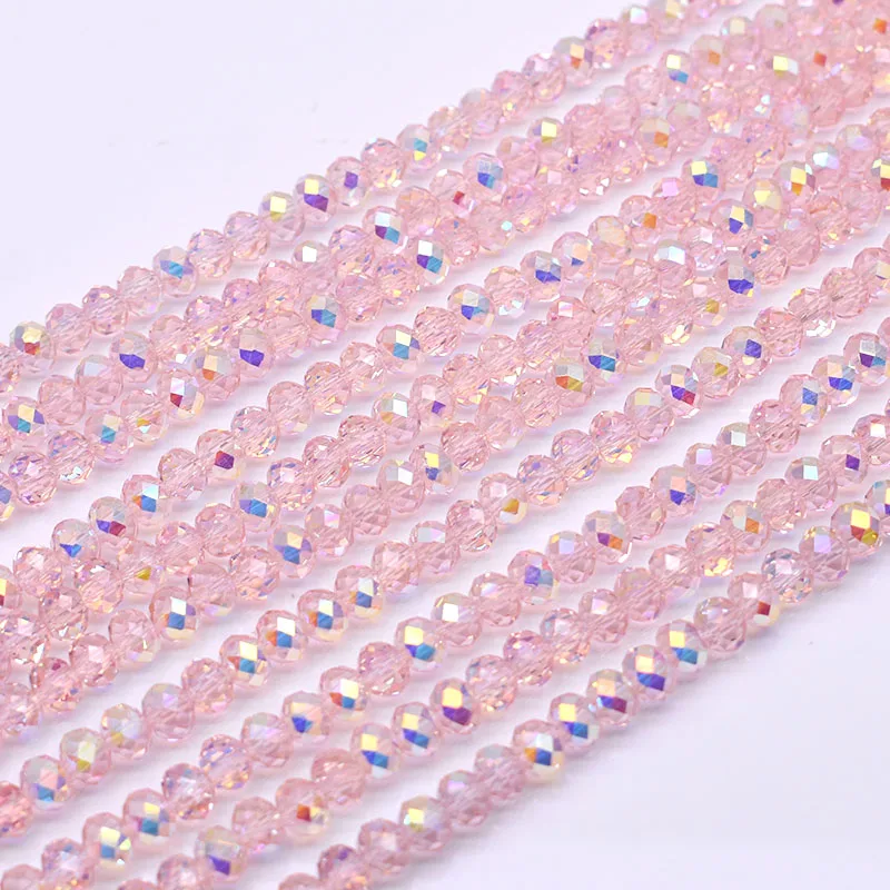 ORIGINAL Pink Crystal Glass Beads new New AB Color Rondelle Crystal Beads 2025 Faceted Loose Spacer Beads For Jewelry Making DIY