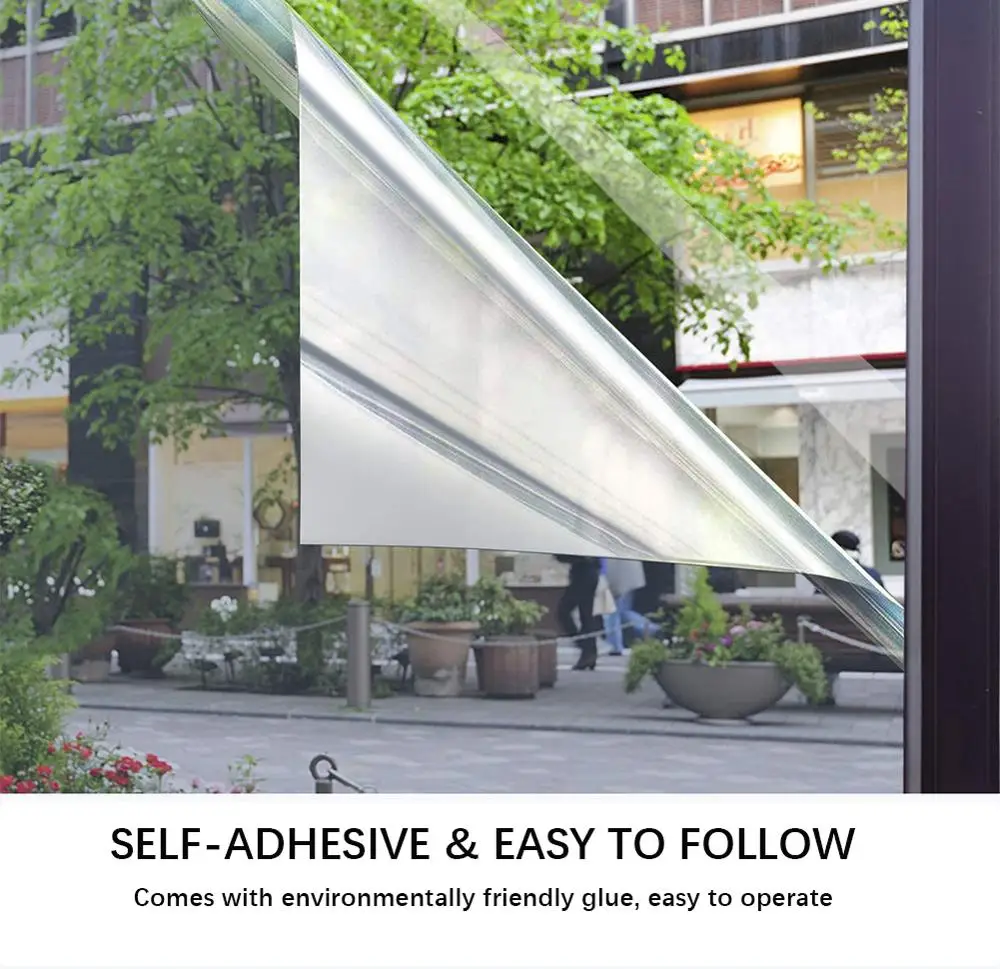 5/8/10 new Meter One Way Window Film Reflective Sier Mirror Window Tint Self-Adhesive Decal Glass 2025 Film for Home Privacy Protection
