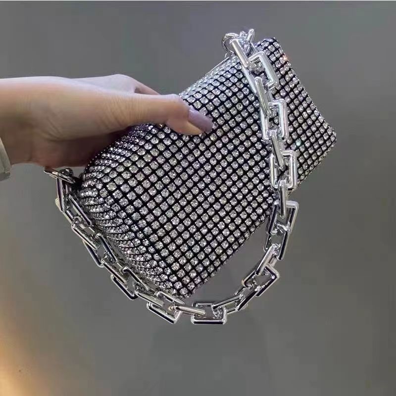 New Rhinestone Handbags For Women Clutch 2023 Diamonds Shoulder Bag Purse Ladies Female Crossbody Bag Shining Chain Crystal Tote