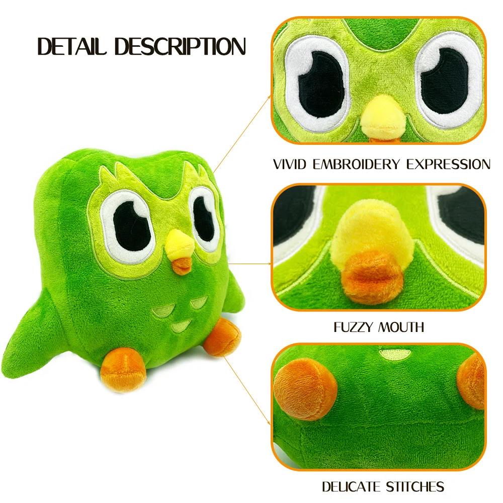 30cm Cute Owl new Plush Toy Anime Duolingo Owl Plush 2025 Owl Duolingo Stuffed Plushie Dolls Green Duo Plushie of Gift for Kids