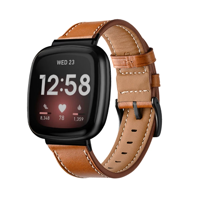Leather Bracelet Strap For Fitbit Versa 3 4 Sense 2 Band Genuine Leather Smart Watch Strap Replacement Wrist