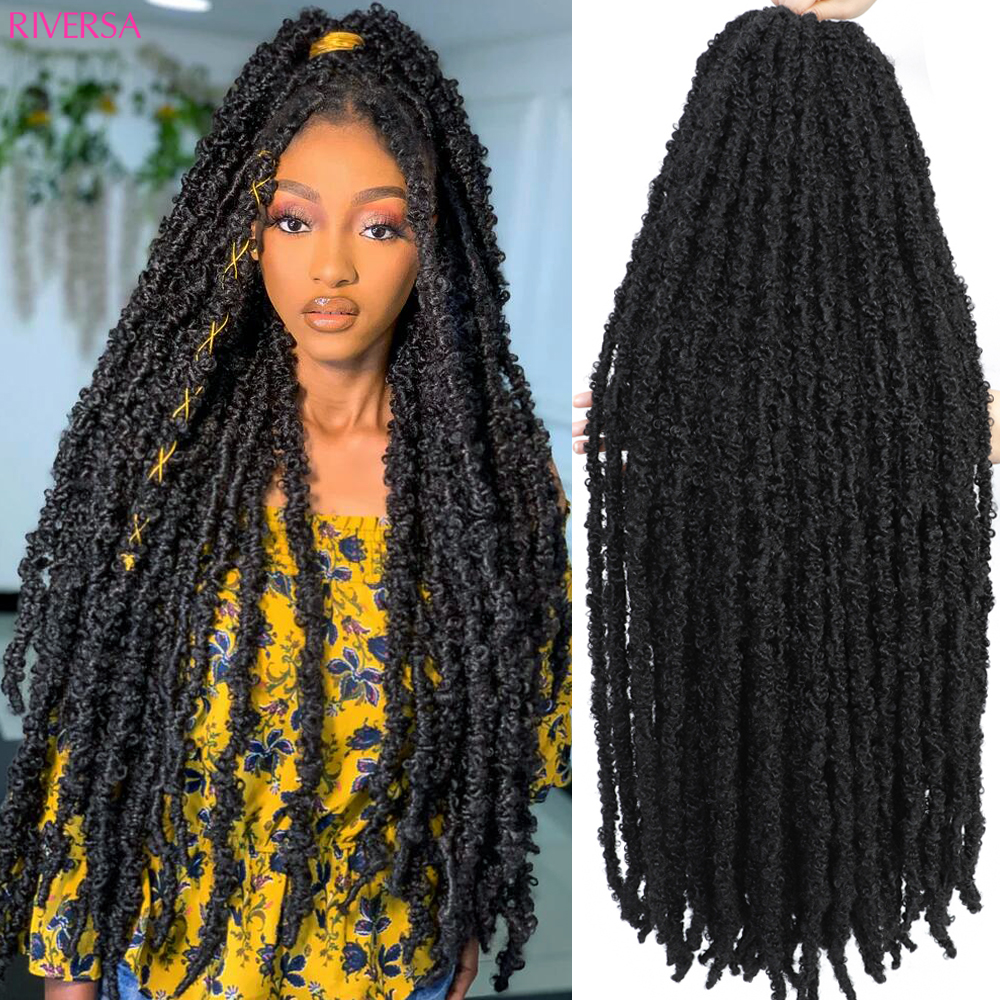 18 24 36 Inch Butterfly Crochet Hair 1- 8Packs Long Faux Locs Crochet Braids Hair for Black Women Boho Locs Braids Braiding Hair