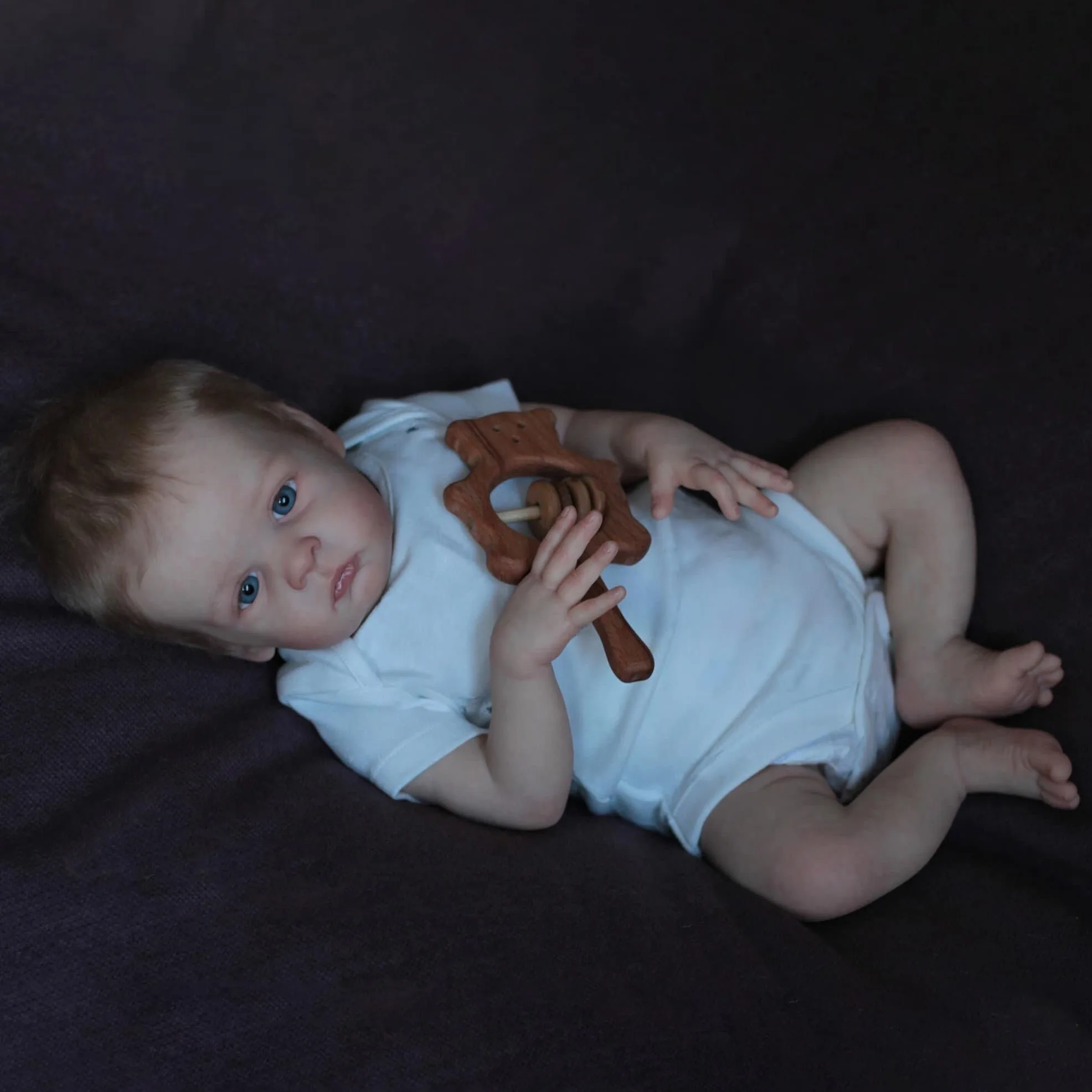NPK 22inch Soft Body Reborn Toddler Baby Skar Lifelike Newborn Baby with 3D Skin with Hand Root Brown Hair Doll