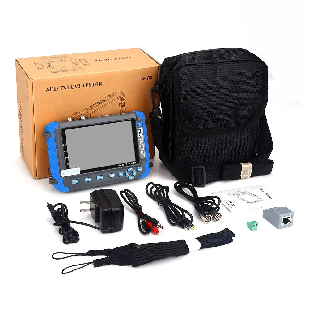 PEGATAH 8MP 4K CCTV Tester Security Camera 5 Inch TFT LCD Monitor for 4 IN 1 TVI AHD CVI Analog Security Cam Tester Video Test