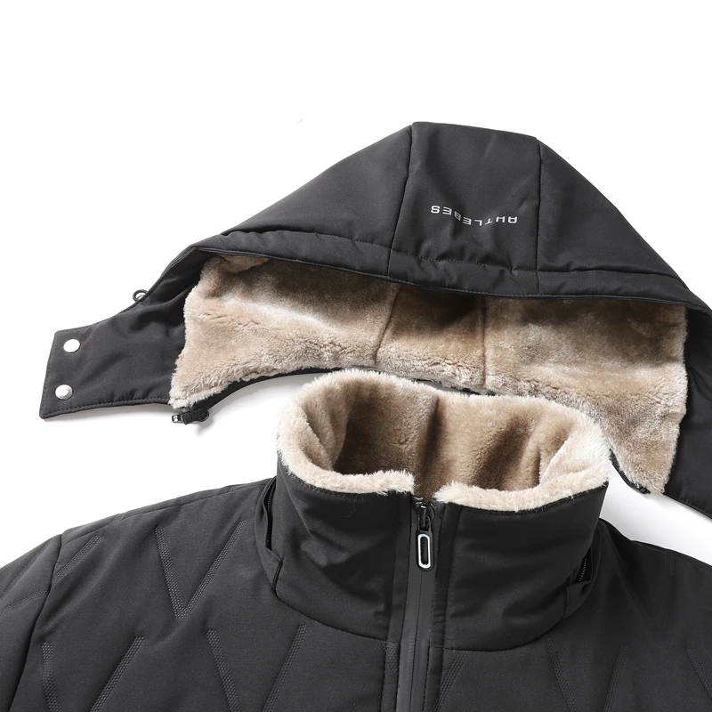 Warm Fleece Winter Jacket For Men New Plus Size hooded Parka Lamb Wool Thick Outerwear 2025 Oversize new with fur Jacket Padded Coat