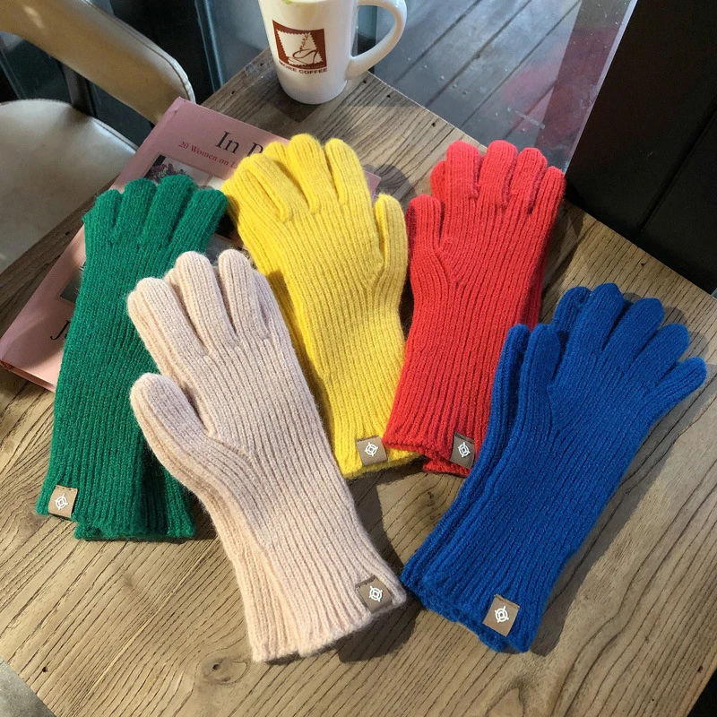 Women's Winter Gloves Cute 2025 new Plush Warm Riding Gloves Solid Gloves Womens Gloves Fluffy Work Kids Touch Screen skiing Gloves