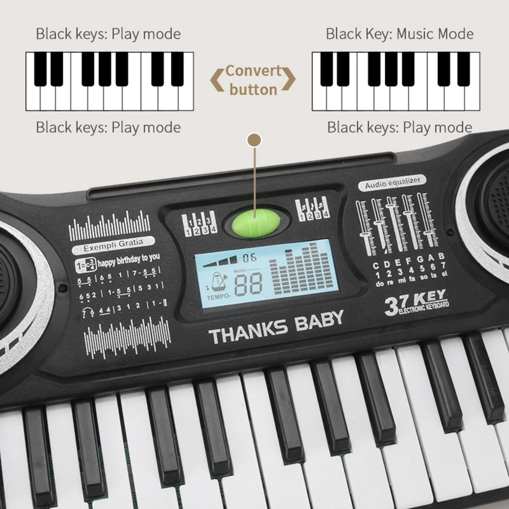 37 Key Electronic Keyboard Piano Beginners Musical Instrument Toys Children Educational Toys for Kids Boys Girls Birthday Gifts