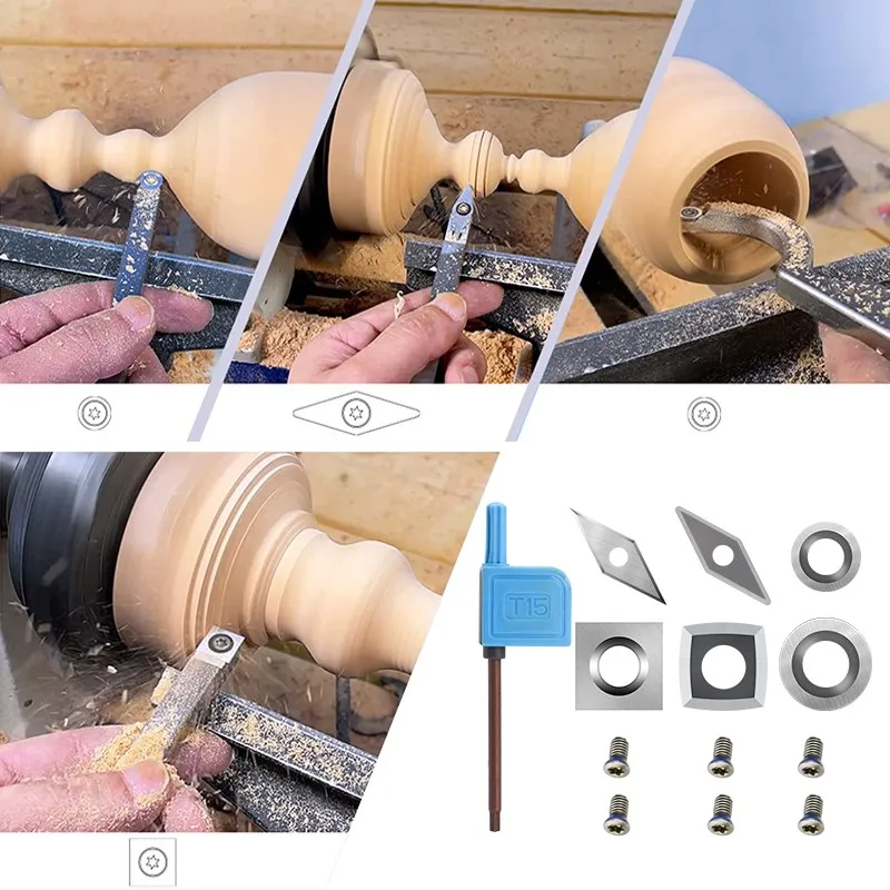 2025 13pcs Carbide Insert Cutters Blades for Detailer Hollower new Finisher Rougher Turning Tools Blade Wood Lathe Tool