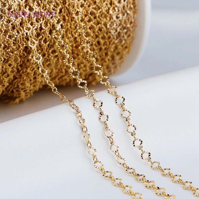 Wholesale Bulk Chains For Jewelry Making,14K Gold Plated Brass Metal Loose Chains DIY Handmade Jewellery Making Supplies