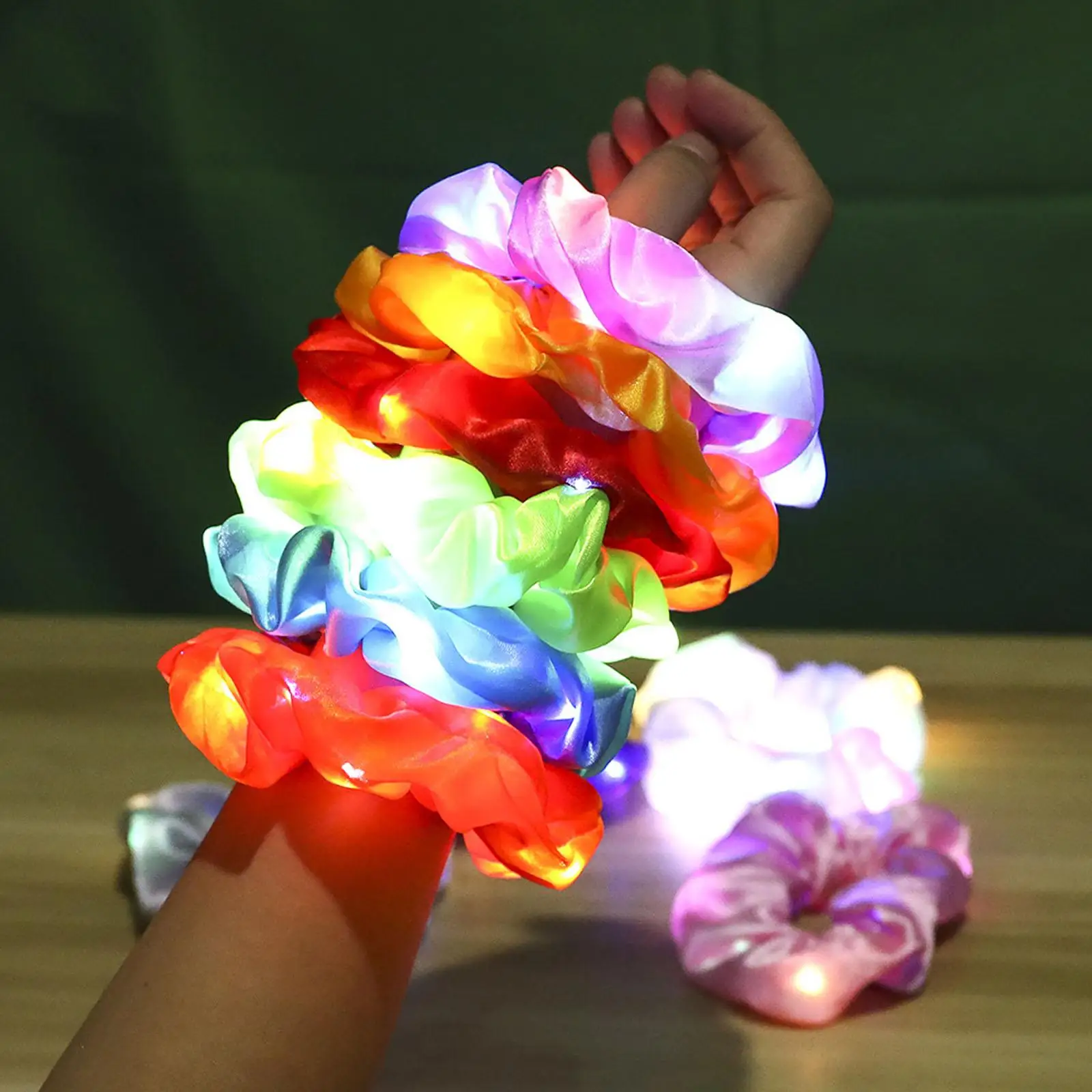 LED Luminous Hair Band Scrunchies Women 2025 Girls Ponytail Rubber Band Glow new In The Dark Hair Ties LED Headband Hair Accessories