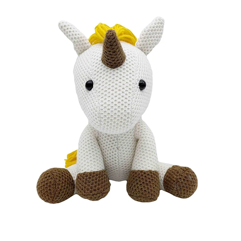 Korea Ins Hot Unicorn Plush Toy Bell Cute Handmake Unicorn Baby Soothing Doll Knitted High Quality Birthday Gift Kids Newborn