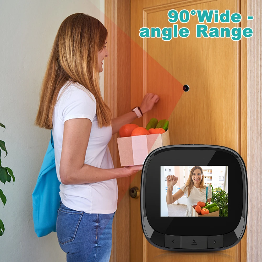 Awapow 2.4Inch Door Bell Eye Peephole Camera 90° LCD Digital Doorbell Rechargeable Built-in Storage Cat Eye Door Peephole Viewer