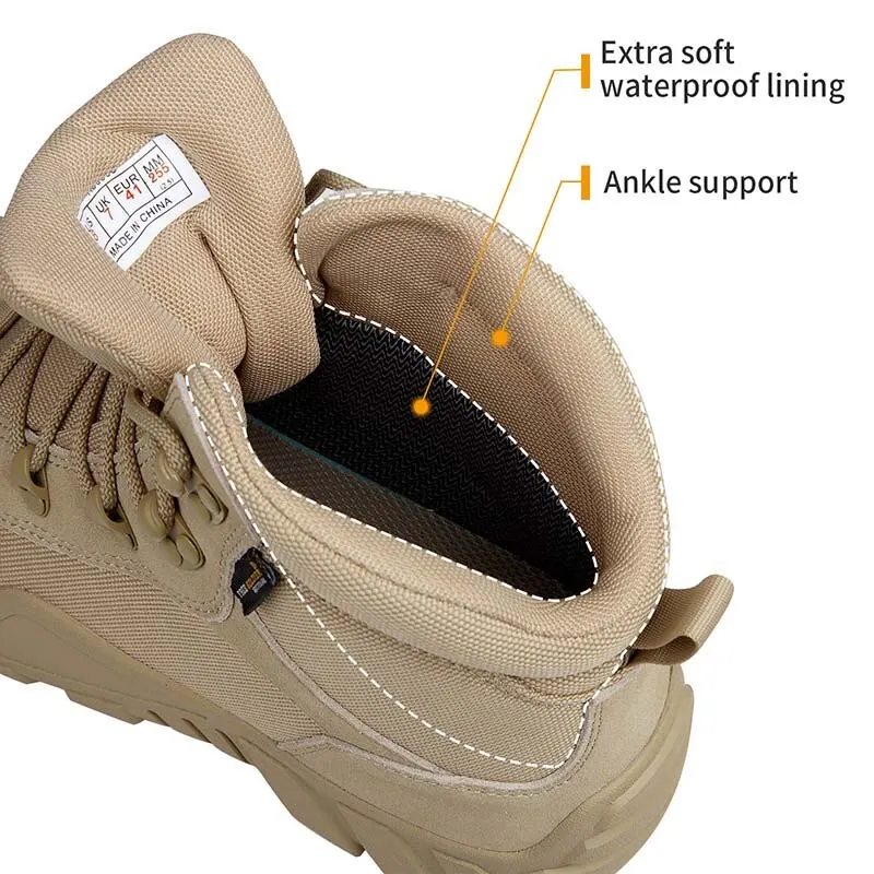 FREE SOLDIER Waterproof Hiking Work Boots Men's Tactical Boots Lightweight Military Boots Breathable Desert Boots