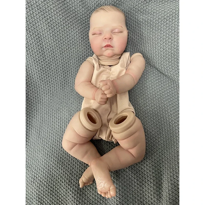 NPK 21inch Already Finished Painted Reborn Doll Parts Peaches Cute Baby 3D Painting with Visible Veins Cloth Body Included