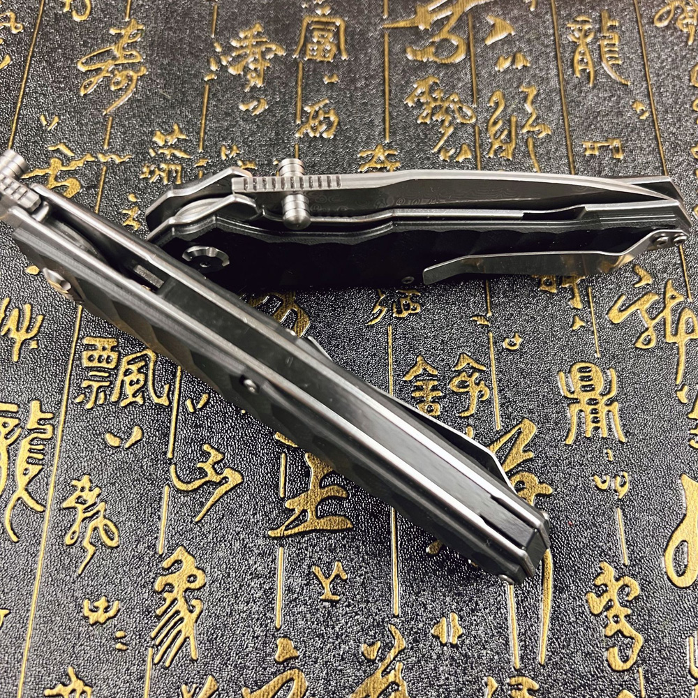 A6712 High Quality Flipper Folding Knife Damascus Steel Blade CNC G10 Handle Ball Bearing Outdoor Camping Hiking Fishing EDC Folder Knives