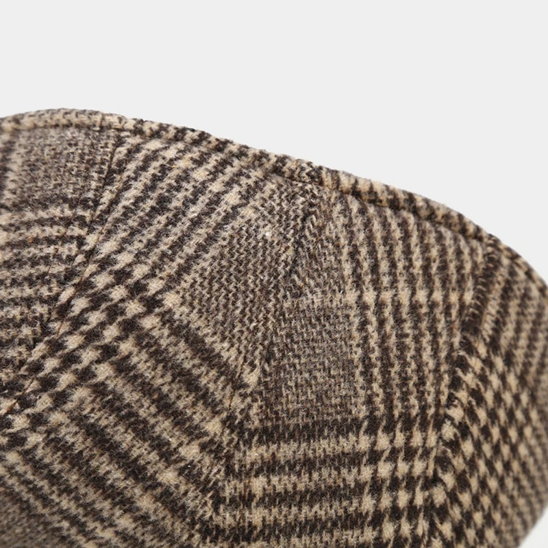 Vintage Unisex British Style Plaid Berets Hat Newsboy Gentleman Hats Driving Cabbie Autumn Winter Warm Wool Cap Men Women