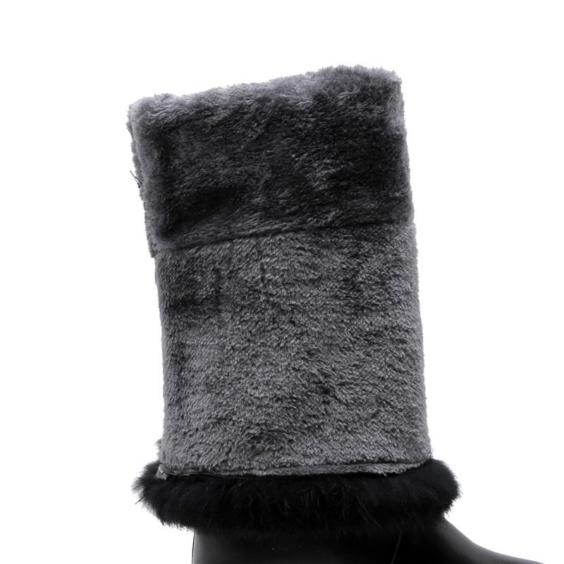 Winter Women's Snow Boots Warm Fur Plush Black White Over the Knee High Boot Ladies Casual Wedge Heels Rain Shoe Waterproof 9a87