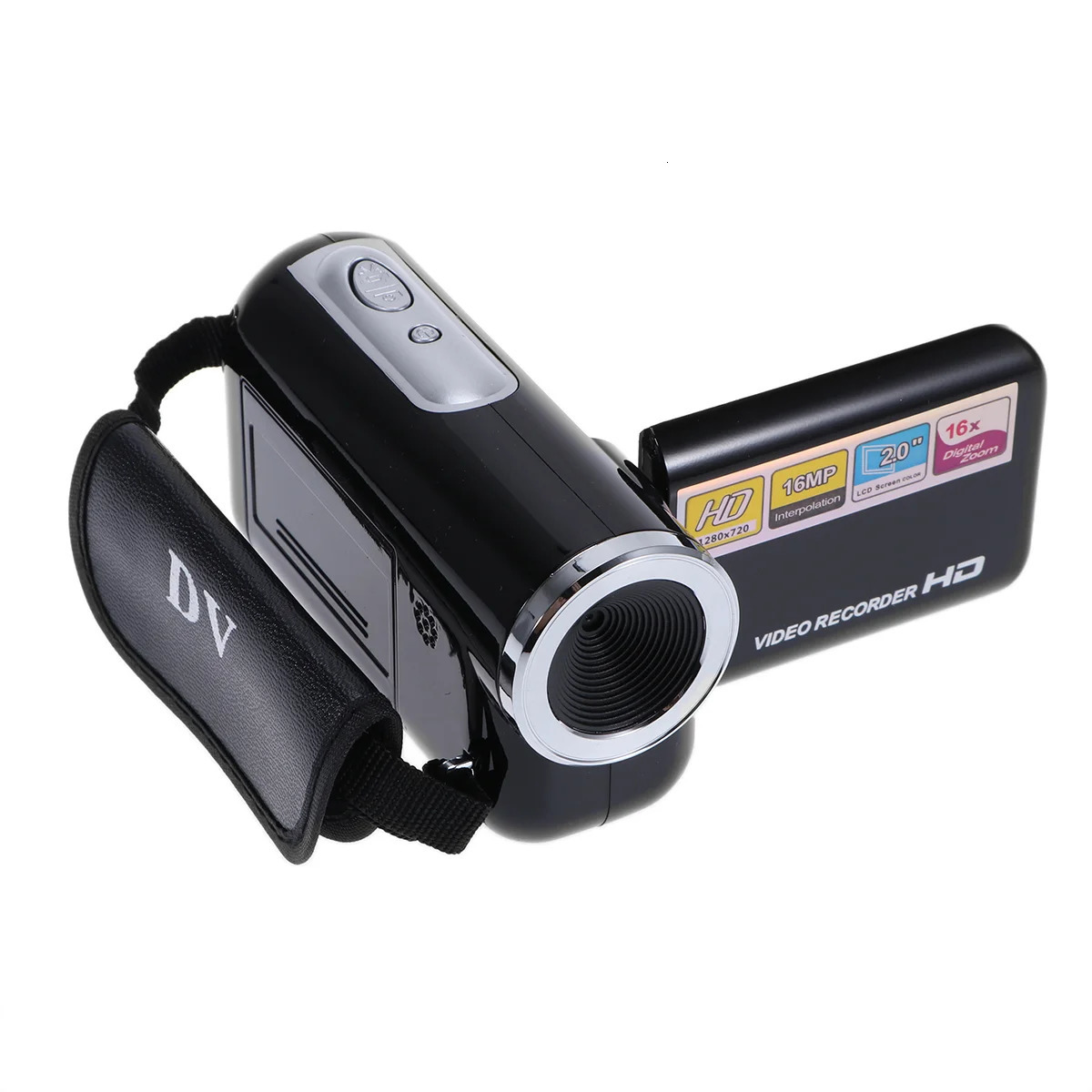 Mini Video DV Camcorder Handheld 16 Million Pixels Digital Camera LED Flash Digital Zoom 20 Inch Black Cameras 240327