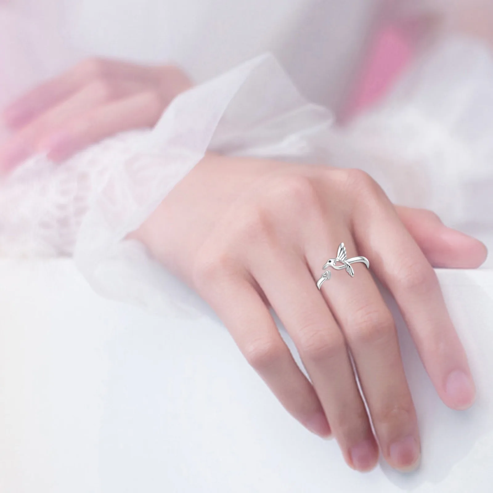Hummingbird Heart Rings Opening Adjustable Exquisite Women's Versatile new 2025 Heart Love You Ring Jewelry Accessories Female 2023