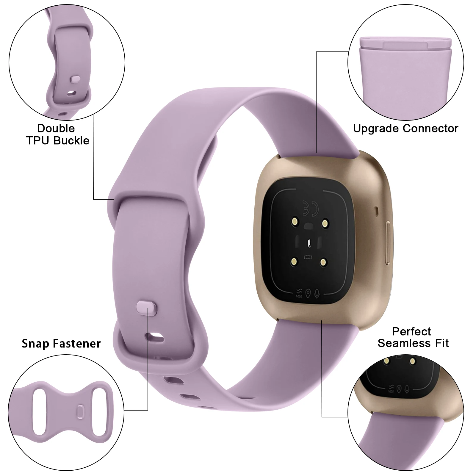 Smartwatch Strap for Fitbit Versa 3 Versa 4 Band Watchband Soft Bracelet Replacement for Fitbit Sense Sense 2 Strap Wristband