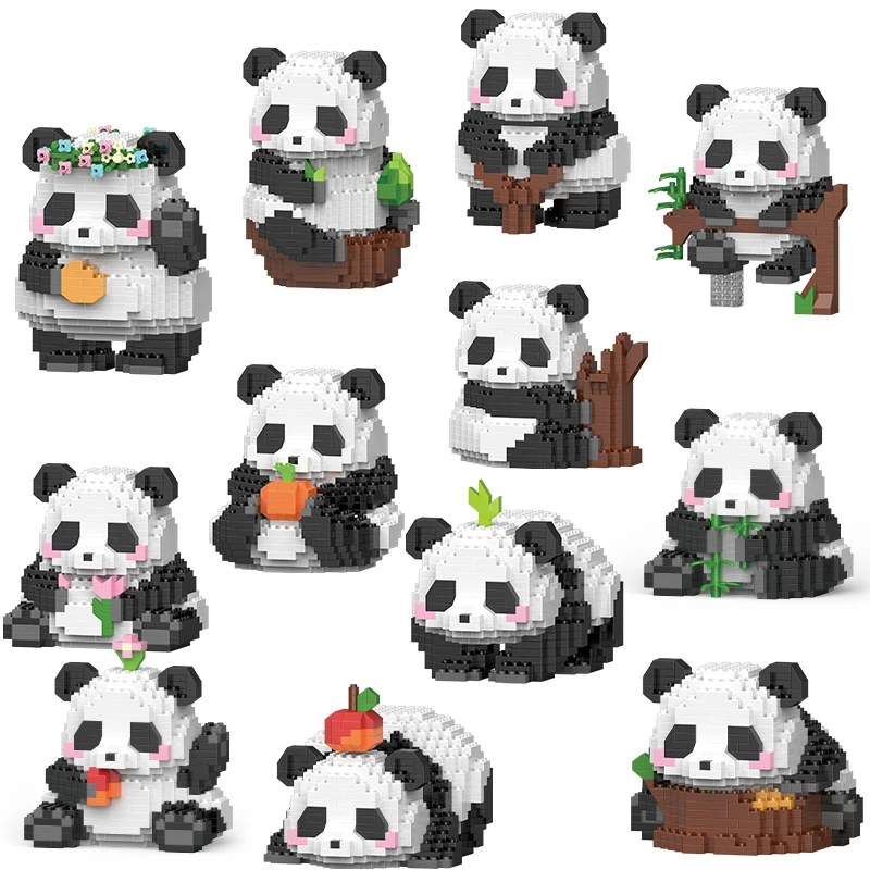 Creative Diy Animal Assemable Building Blocks Cute Panda Mini Diamond Blocks Model Birthday Gift Children's Day Toy