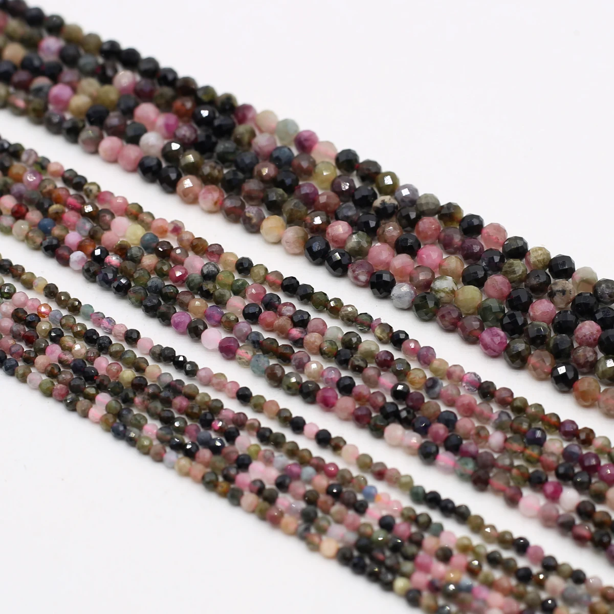 Natural Stone Beaded Faceted Round Colored Tourmaline Gemstone Loose Beads for Jewelry Making Diy Necklace Bracelet Accessories