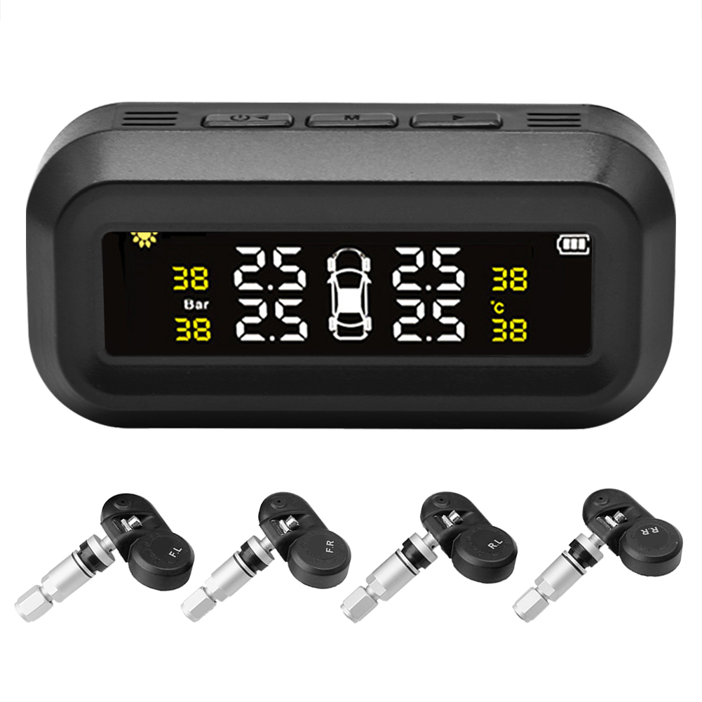 Digital LCD Display Car TPMS Auto Tire Pressure Monitoring Tyre Temperature Alarm Warning System with 4 External Sensors smile