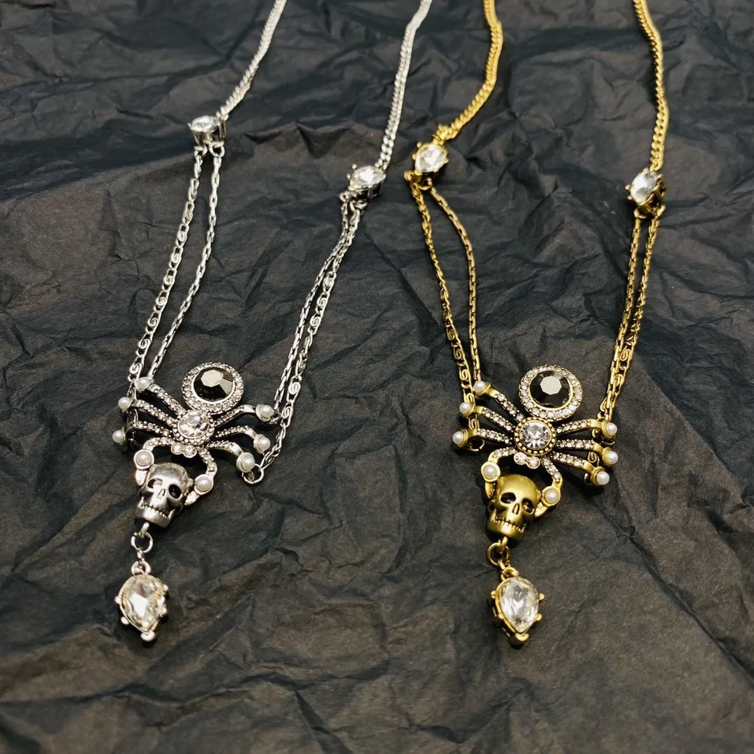 Punk Spiders Skull Earrings Men's Gothic Adjustable Opening Spider Ring Exaggerated Personality Copper Spiders Jewelry Set