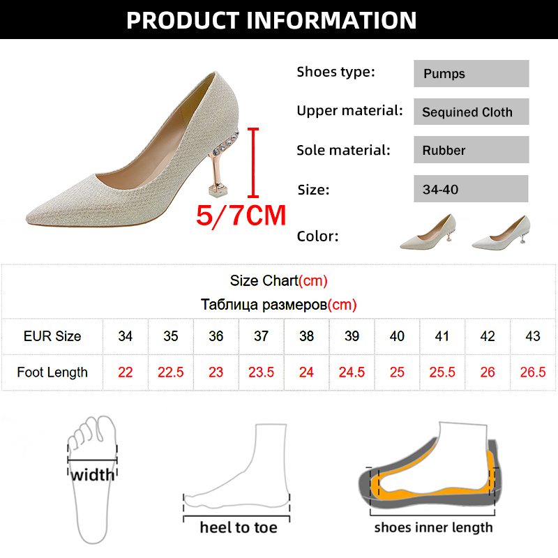 Bg rimocy Gold Sier New Pointed Toe Pumps Women Rhinesthone Thin Heels Party Wedding Woman 2023 Shallow High-Heeled Shoes 1308