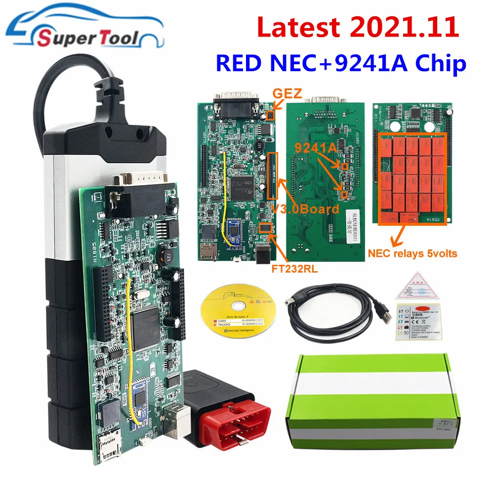 Newly 2021.11 Multidiag Pro TCS V3.0 NEC Relays 9241A Chip DS150 Bluetooth 2020.23 NEW VCI TCS 2017 R3 OBD2 Car/Truck Diagnostic