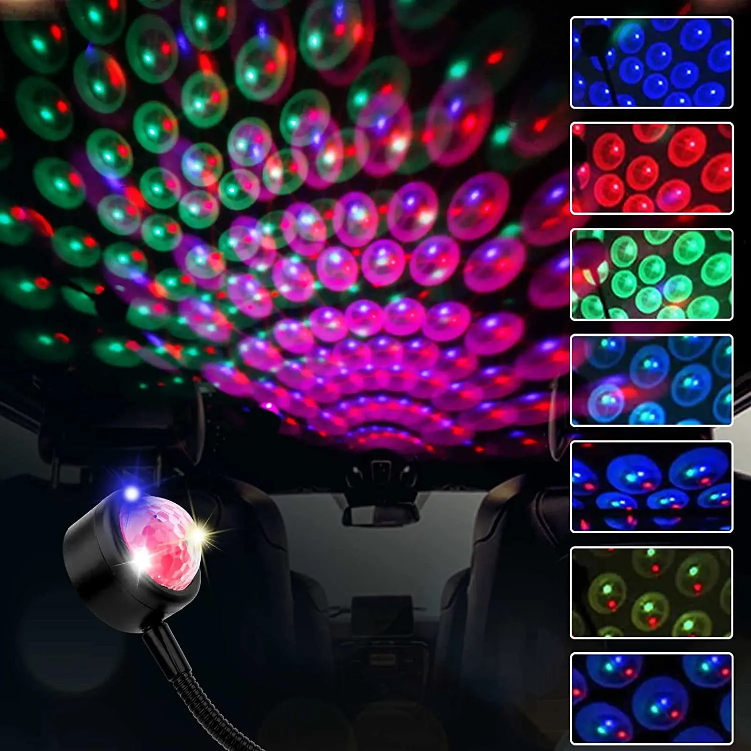 Romantic Interior Car Roof Light Adjustable Star Night Light Projector Car Music Rhythm USB Ambient Lights Bedroom Party Decor