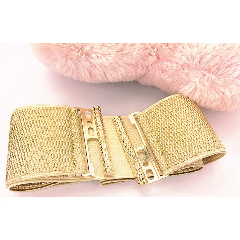 Gold Belt Women Decorative Belt 2025 Down Jacket Sweater With Skirt Belt Versatile Skirt Belt Elastic Elastic Wide new Waist Seal SCB0319