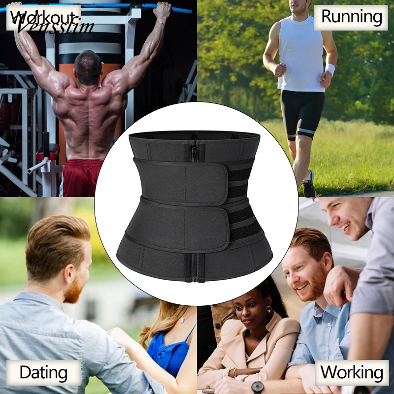 Waist Trainer for Men Sweat Belt Body Shaper Sauna Trimmer Stomach Wraps Workout Band Waste Cinchers Corset Belly with Strap
