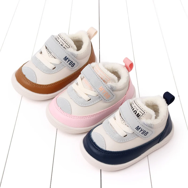 Baby Outdoor Walking Shoes Rubber Sole Soft PU Leather Chirldren Sneaker Infant Shoes Warm Lining Inside New Arrival 2023Fashion