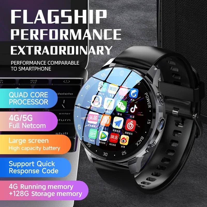 4G NET NEW A3 Global Android new Smartwatch Men Dual 2025 HD Camera Full Touch Screen HeartRate IP67 Waterproof Smart Watch 64G SIM call