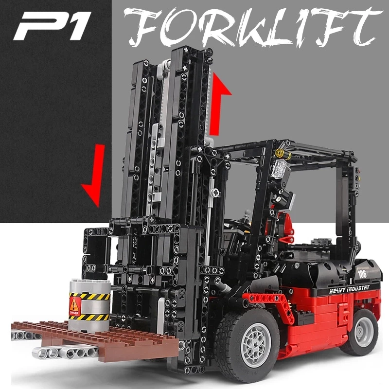 Mould King Motor Power Forklift Mk II Buildling Blocks Compatible MOC-3681 Gabelstapler High-Tech Bricks Toys For Children Gifts