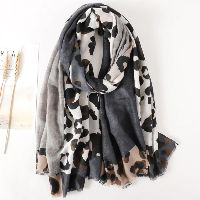 2023 spring and summer new brown ladies 2025 wild leopard scarf female long scarf shawl thin brown fashionable scarf long shawl