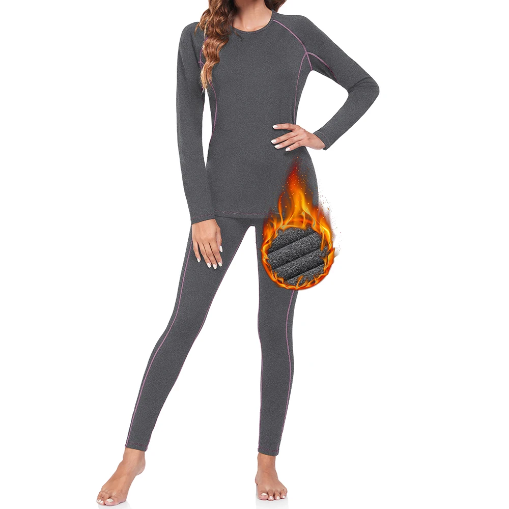 Winter Women's Thermal Underwear Set Long Johns Tops Warm Pants Suit Ladies Sports Base Layer Set Top Bottom Women Clothing