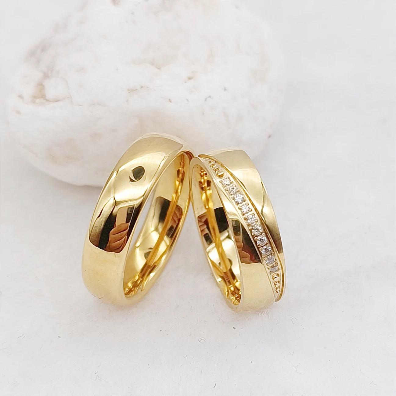 Wholesale Wedding Rings Sets for Couples Dubai African Designer 24k Gold Plated Jewelry Promise Lover's Ring Ladies Women