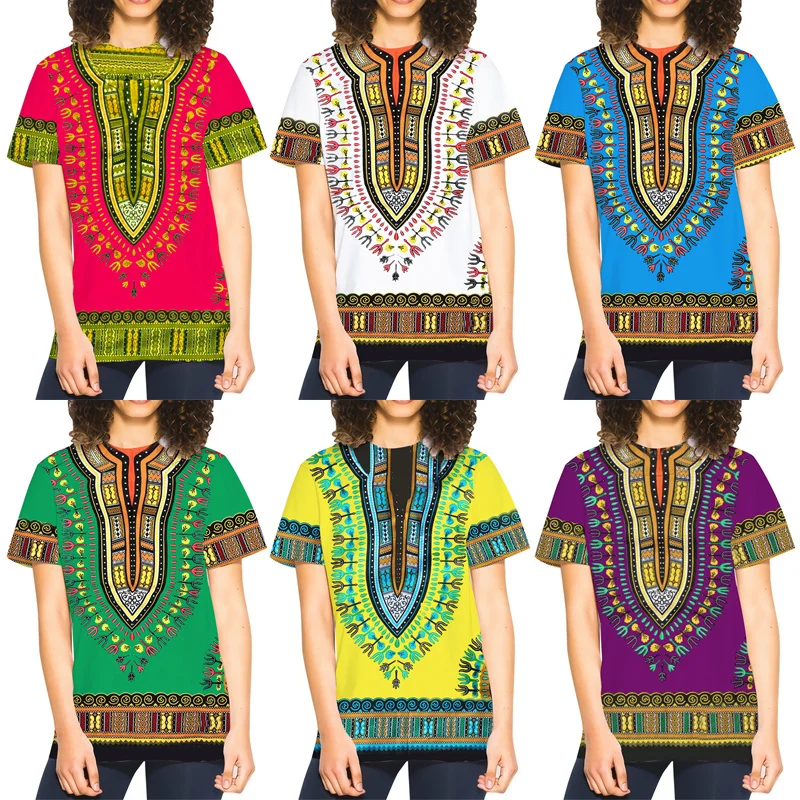 African Print Couple Clothes Dashiki Ethnic Style Tee/Set Traditional Wear Street Clothing Vintage Men Women T-Shirt&Shorts Suit