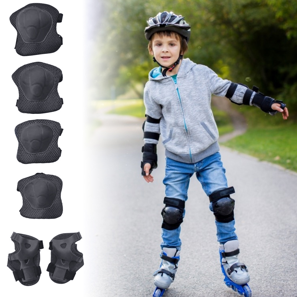 new 6 Pieces Children Bike Protective Gear Kids Knee 2025 Elbow Wrist Pads Skateboard Protector for Outdoor Cycling Blue
