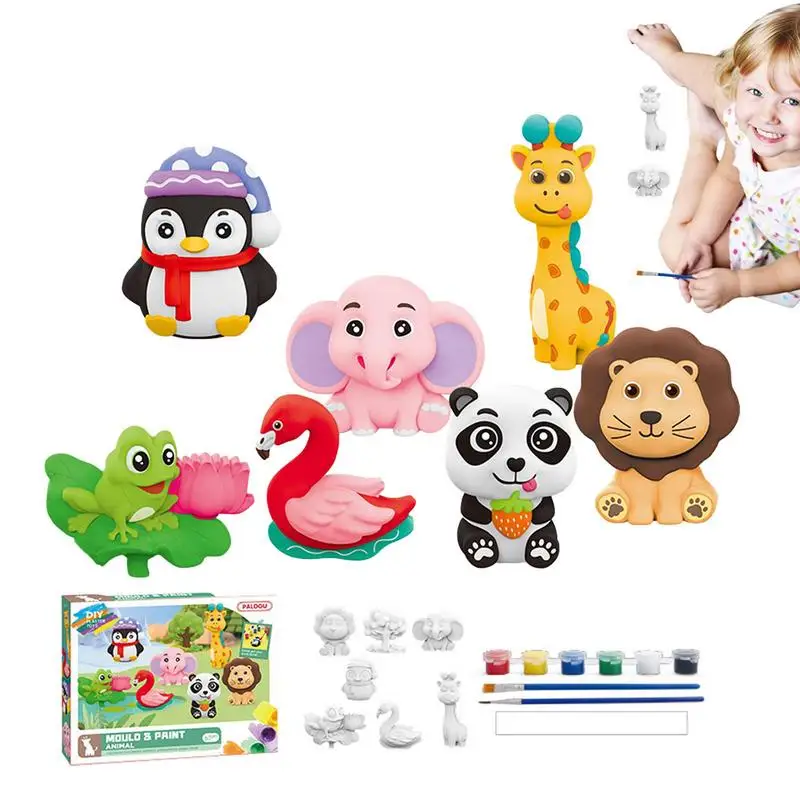 Plaster Figurines To Paint 8Pcs Paintable Toy Kit For Craft Making Activity Kids Painting Accessories DIY Toy Set For Themed