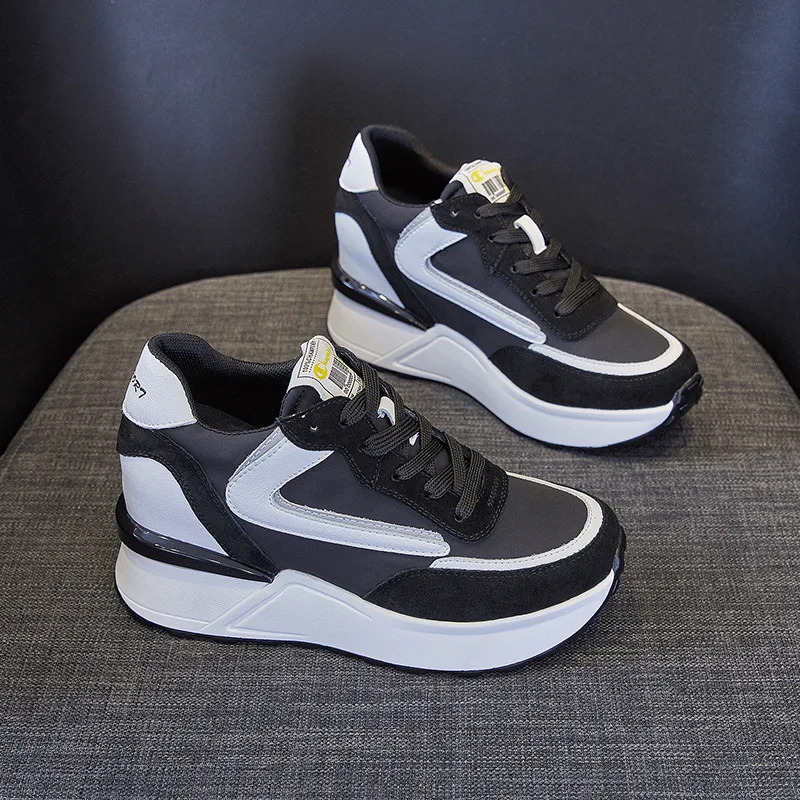 Women's hot Genuine Leather Stretch Wedge Hidden Heel Ankle Booties