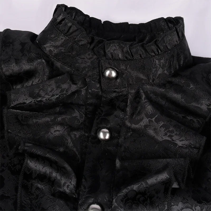 Mens Steampunk Vintage Shirt Medieval Victorian Renaissance Gothic Ruffled Shirt Drama Stage Men Long new 2025 Sleeve Viking Costume Tops