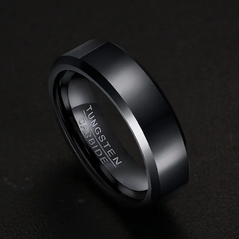 Vnox Black Tungsten Carbide Men's Ring Wedding Engagement Ring for Man Jewelry 6mm Wide Anillos